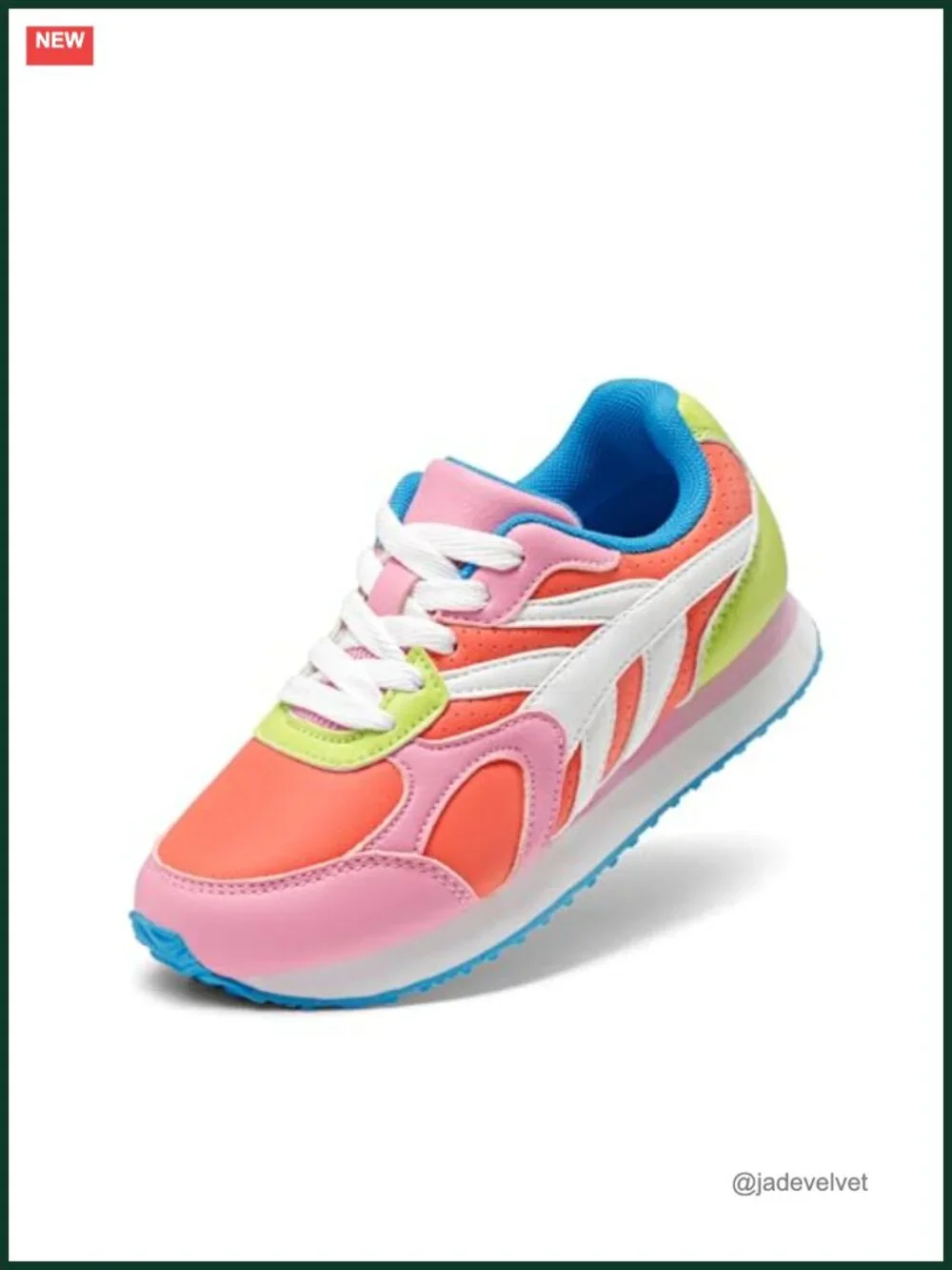 Girls Rainbow Sneakers, PU Leather, Foam Insole, Lace-Up, Lightweight